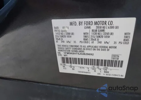 2018 Ford Explorer Platinum from USA, damaged, VIN 1FM5K8HT5JGB29692